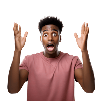 surprised african american man with hands up isolated AI Generated AI Generated png