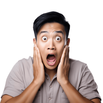 surprised asian man with hands up isolated AI Generated AI Generated png