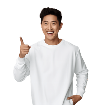Asian man smiling and surprised pointing isolated. Concept of offers or promotions. AI Generated AI Generated png
