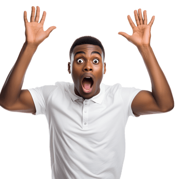 surprised african american man with hands up isolated AI Generated AI Generated png