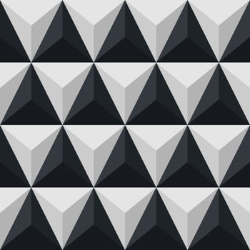 pyramid pattern seamless, background, abstract geometric, Black and white, 3d, elegance background, vector illustration