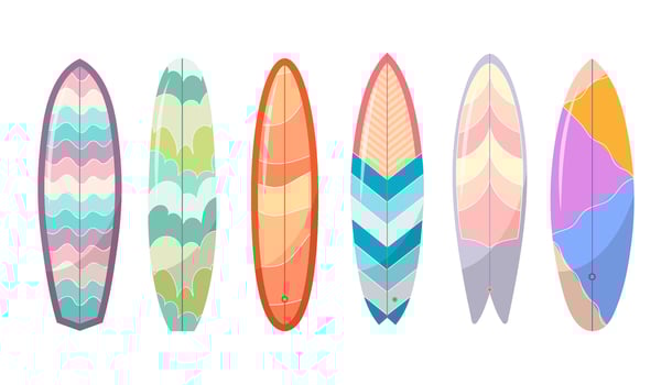 Surfing. Set of illustrations of surfboards on a white background. vector
