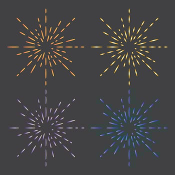 Fireworks explosion cartoon vector with gradient color inside. fireworks mascot element set