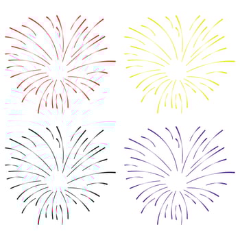 Colorful fireworks explosion vector illustration element set. fireworks mascot set