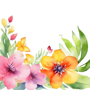 Clipart of watercolor paintings of colorful spring flowers, used for decoration. AI-Generated png