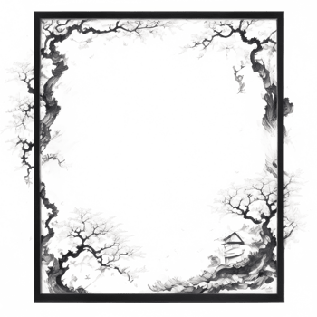 Japanese Style Link Art Border Frame Ai Generative png