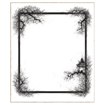 Japanese Style Link Art Border Frame Ai Generative png