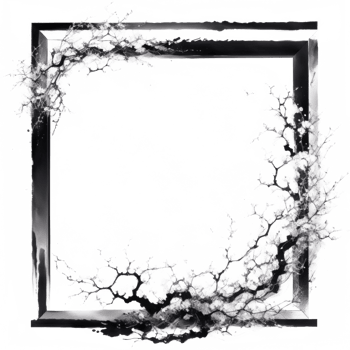 Japanese Style Link Art Border Frame Ai Generative png