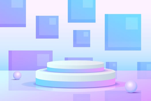 Set purple blue violet 3d object cylinder pedestal podium display gradient color minimal scene vector
