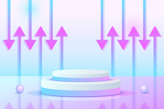 Set purple blue violet 3d object cylinder pedestal podium display gradient color minimal scene vector