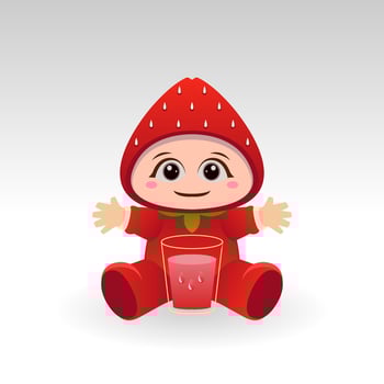 Vector Strawberry fruit kawaii cartoon character vector funny Strawberry fruit kawaii illustration