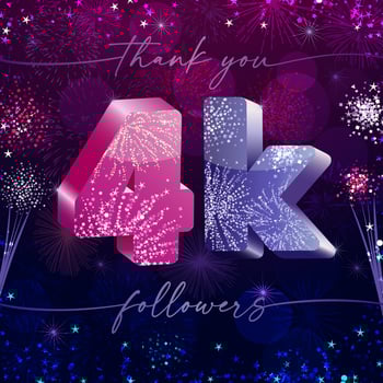 Thanks for 4 K web banner. 4K likes congrats. Holiday abstract background. Thank you 4 000 followers social media card. Thanks for 4000 following people. Isolated vector fireworks. Colorful design.