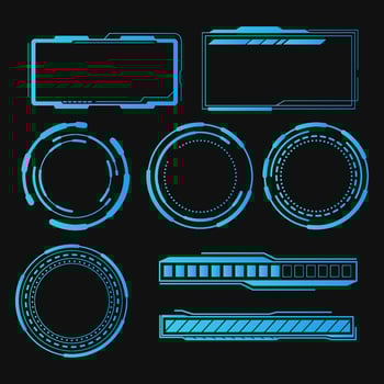 Futuristic interface ui elements. Holographic hud user interface elements, high tech bars and frames vector