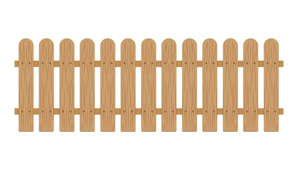 Wooden fence isolated on white background, vector illustration