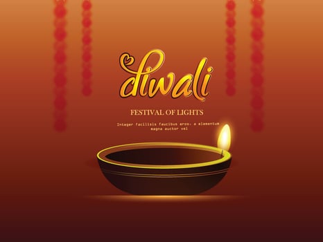 Indian festival Happy Diwali with Diwali props, holiday Background, Diwali celebration greeting card, vector illustration design.