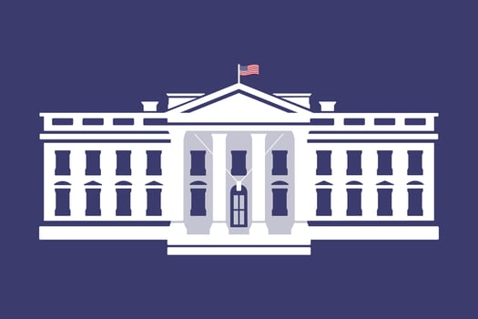 American White House Vector Ilustration, Residence Of The President Of The USA
