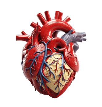 3d Realistic Human Heart isolated on transparent background. PNG file, cut out. AI Generated