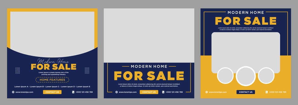 Real estate house social media post or square banner template vector