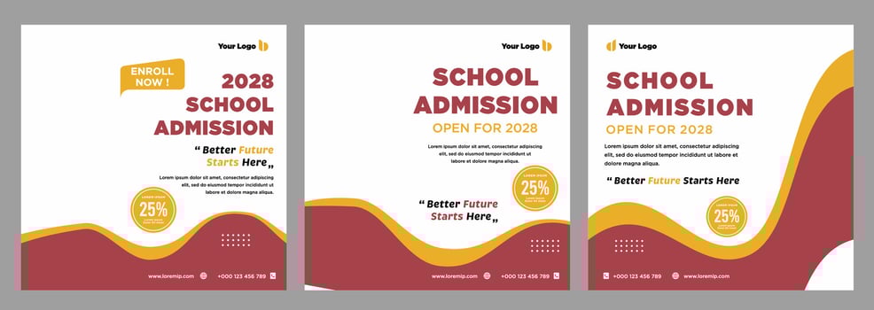 School admission banner or social media template vector