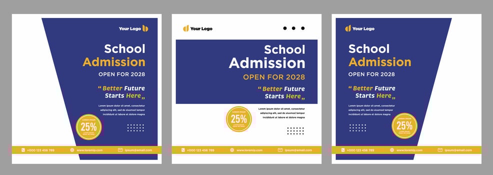 School admission banner or social media template vector