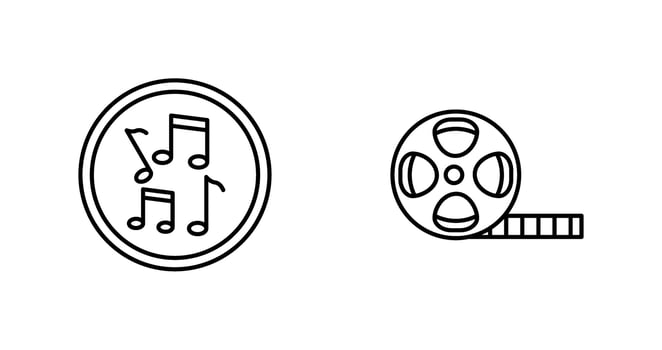 Musical Notes AND Film Reel Icon vector