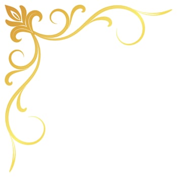 Gold vintage baroque corner ornament retro pattern antique style acanthus. Decorative design element filigree calligraphy. You can use for wedding decoration of greeting card and laser cutting. vector