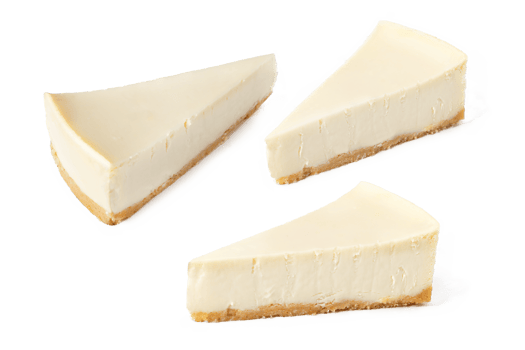 set pack of different angles slices of classical cheesecake new york vanilla on white or invisible background isolated png