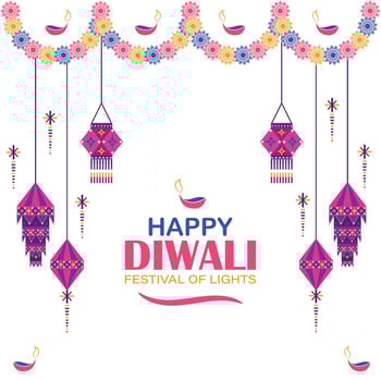 Happy Diwali, festival of lights, Paper Graphic of Indian Rangoli, golden lights, colorful decorative background, Blue magenta background vector
