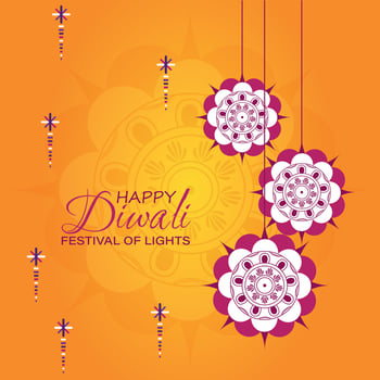 Happy Diwali, festival of lights, Paper Graphic of Indian Rangoli, golden lights, colorful decorative background, Blue magenta background vector