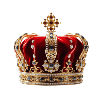 3d royal golden crown with red diamonds Ai Generative png