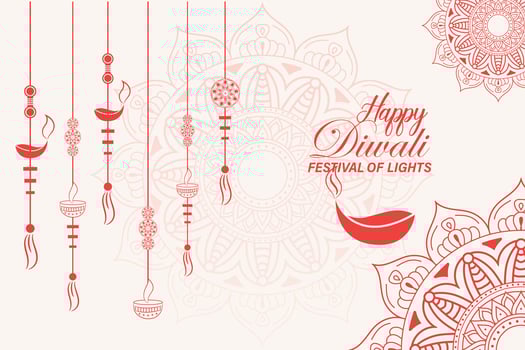Happy Diwali, festival of lights, Paper Graphic of Indian Rangoli, golden lights, colorful decorative background, Blue magenta background vector