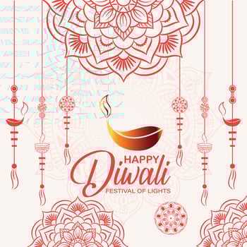 Happy Diwali, festival of lights, Paper Graphic of Indian Rangoli, golden lights, colorful decorative background, Blue magenta background vector