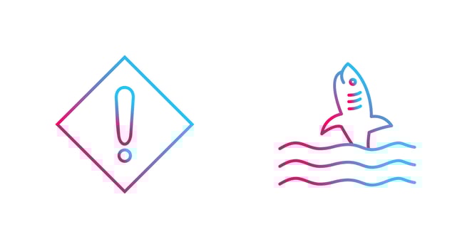 caution sign and dangerous shark  Icon vector