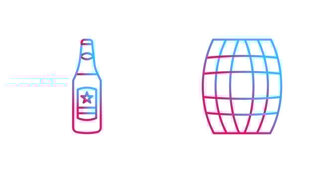 Beer Bottle and Barrel Icon vector