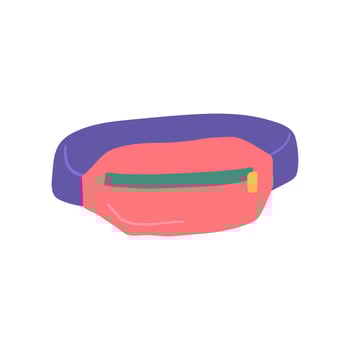 Cartoon Color Casual Waist Bag Belt with Zipper . Vector