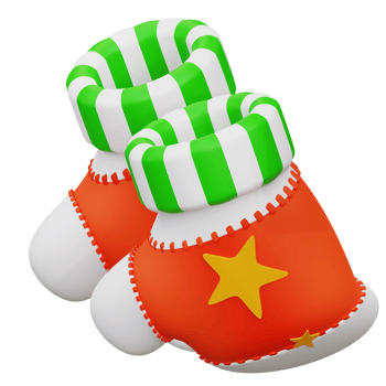 3d illustration cute Christmas gloves png