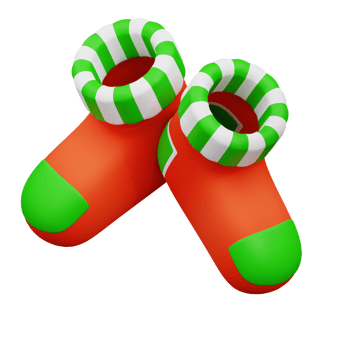 3d illustration of Christmas socks png