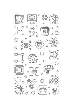 Artificial Intelligence concept vertical outline banner or AI illustration vector