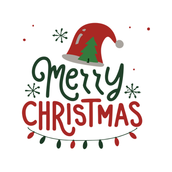 Merry christmas typography lettering santa hat png