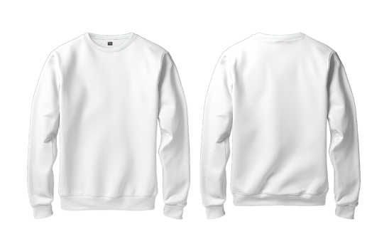 White sweater long sleeve front and back side mockup Template isolated on transparent background. PNG file, cut out. AI Generated