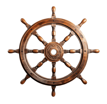 Steering hand wheel ship isolated on transparent background. PNG file, cut out. AI Generated