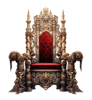 Royal throne isolated on transparent background. PNG file, cut out. AI Generated