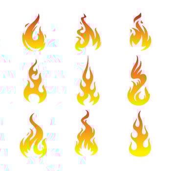 fire vector. Fire, bright fireball, hot fire and red hot campfire, campfire, campfire vector, red fire isolated vector illustration set.