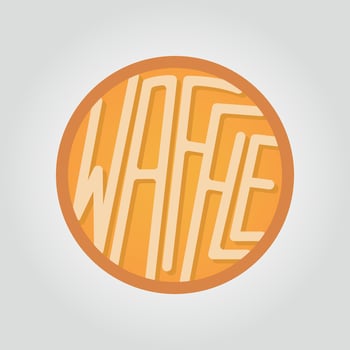 Waffle shop logo, Minimal flat dessert logotype. vector