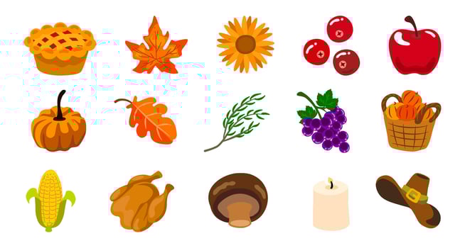 Bundle of cute thanksgiving vectors