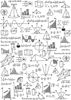 Math vector with formulas geometrical plots and calculations Endless texture