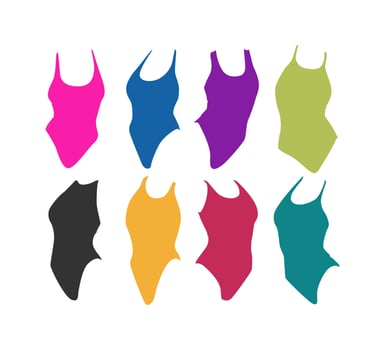 set of women's swimsuits. concept of clothing, summer, fashion, etc. flat vector illustration.