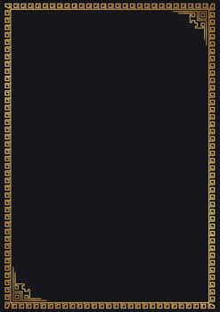 Vintage gold border. Border frame with royal ornaments on black background. vector