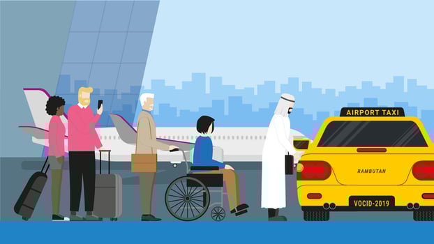 International airport. Travel concept of Diversity people vector