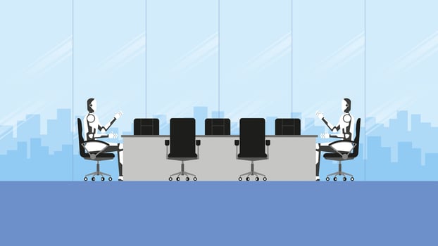 Artificial intelligence mechanism robots work together as a team vector